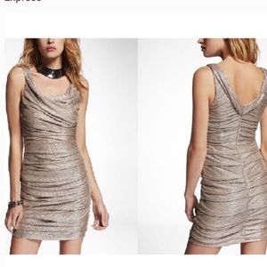Shiny gold, fitted dress from Express